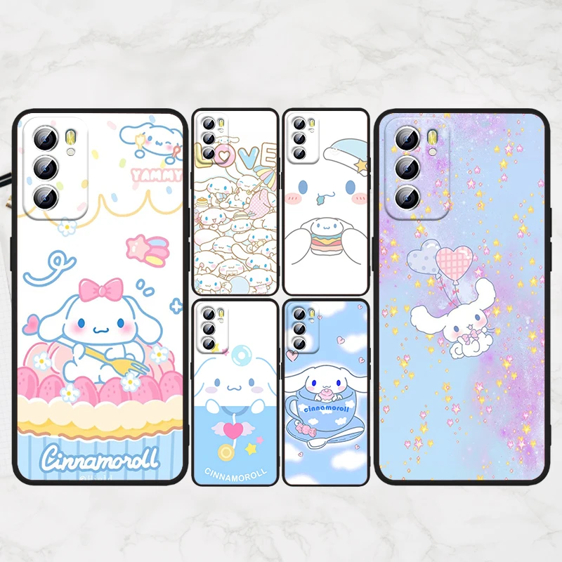 

Sanrio Cinnamoroll Anime Phone Case For OPPO Reno 8 7 6 5 4 2 Z Lite Pro Plus SE 4G 5G Soft TPU FUnda Black Silione Cover