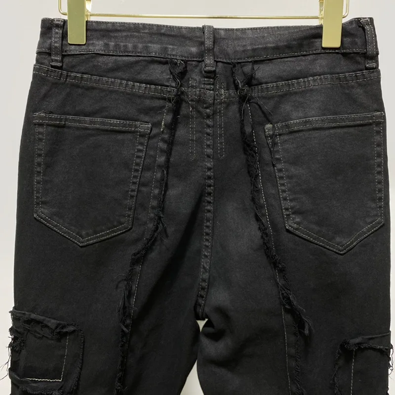 New Ripped Jeans Owens Pants High Streetwear Straight Denim Pants Ro Four Season Pants for Men