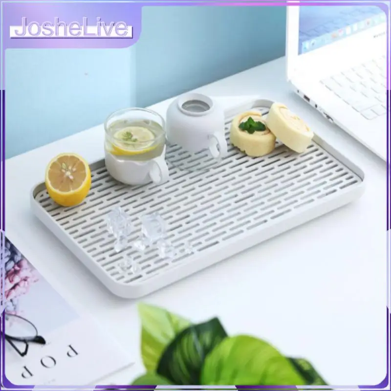 

Double-layer Drain Rack Tableware Drain Tray Fruit Vegetables Storage Rack Rectangular Shelf Plastic Tea Tray Home Accessories