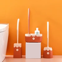 cute pig household long handle no dead corner silicone toilet brush bathroom with base can stand up to wall mounted toilet brush