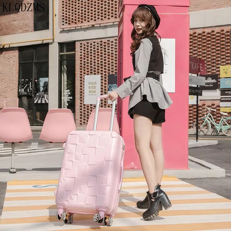 

KLQDZMS Fashion 20 "24 Inch Ladies Pink Lightweight Luggage Case Men's Business Suitcase Student Cabin Large Capacity Roller Box