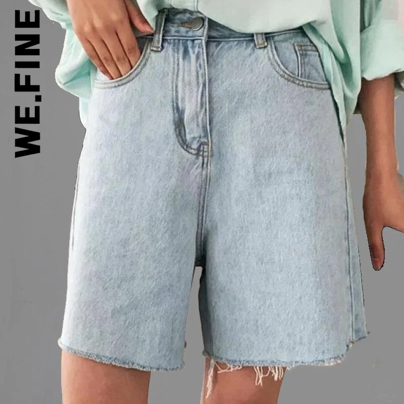 

We.Fine 2022 Summer Cotton Denim Shorts Jeans High Waist Short Streetwear Biker Shorts Women Korean Style Feminino Chic