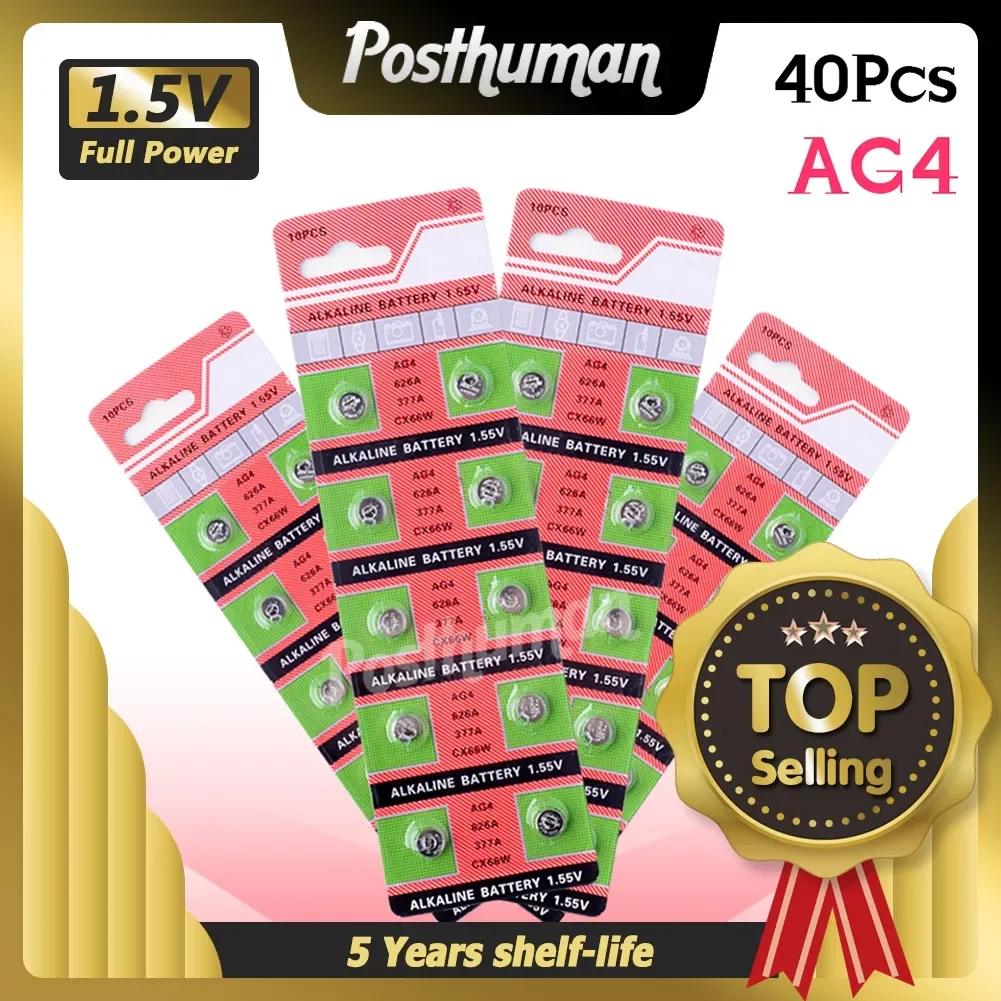 

Posthuman 40Pcs SR626SW WATCH COIN CELL BATTERY For watch Button Battery SR626 376 377 GP377 V377 565 L626 G4 GA4 AG4 Real Power