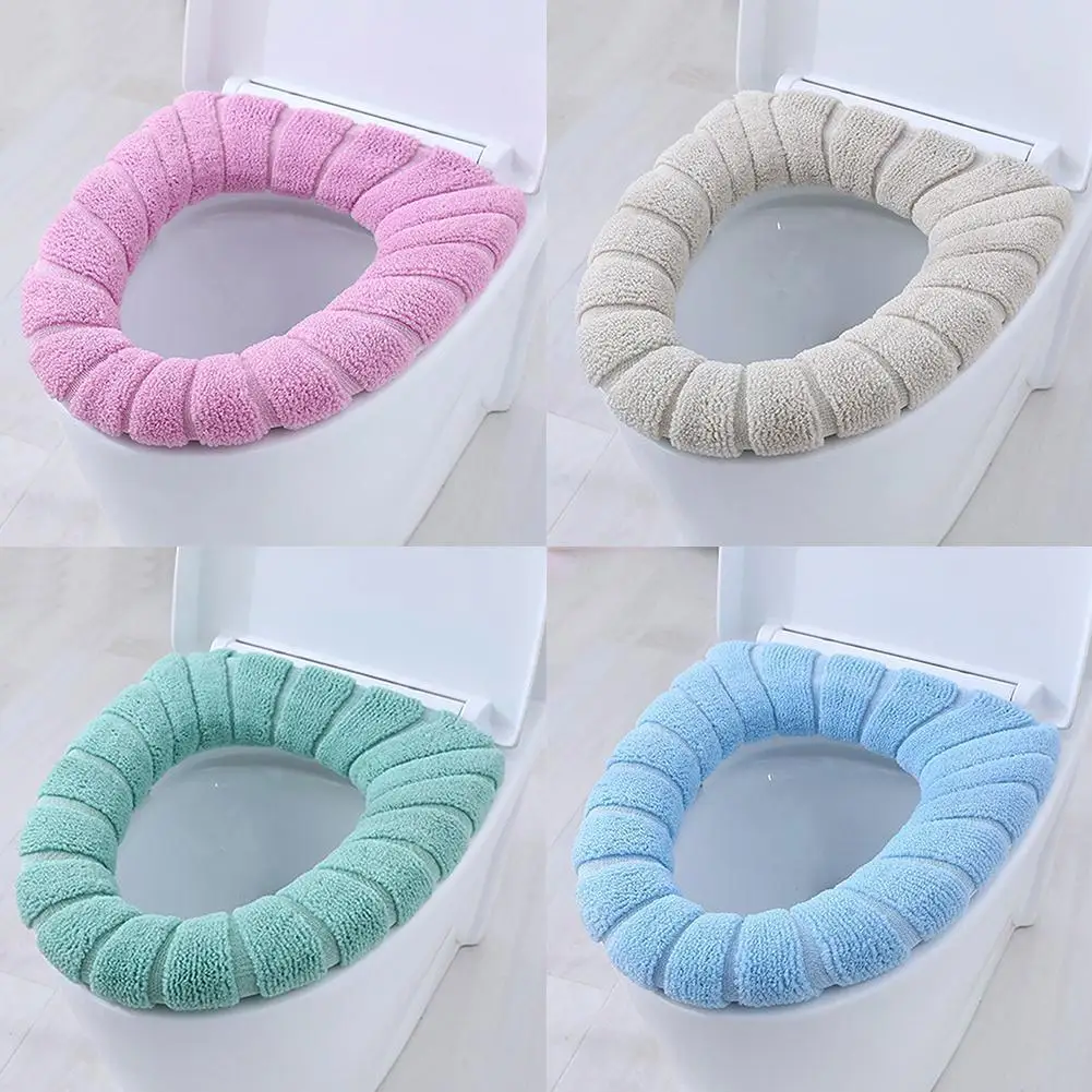 

Winter Warm Toilet Cover Closestool Mat 1pcs Washable Color Knitting Toilet Pure Bathroom Soft O-shape Accessorie G2i5