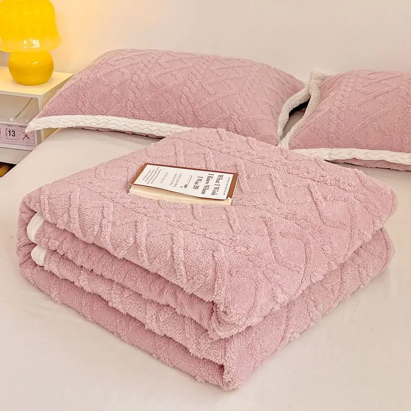 

Winter lamb velvet quilt cover with zipper thickened coral velvet quilt cover autumn sofa cover blanket multi-functional bed she