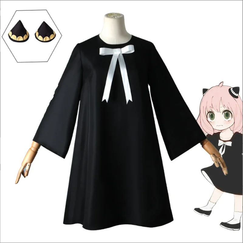 

Anime SPY X FAMILY Anya Forger Cosplay Costume Women Black Dress Uniform Full Sets Halloween Carnival Party Clothes
