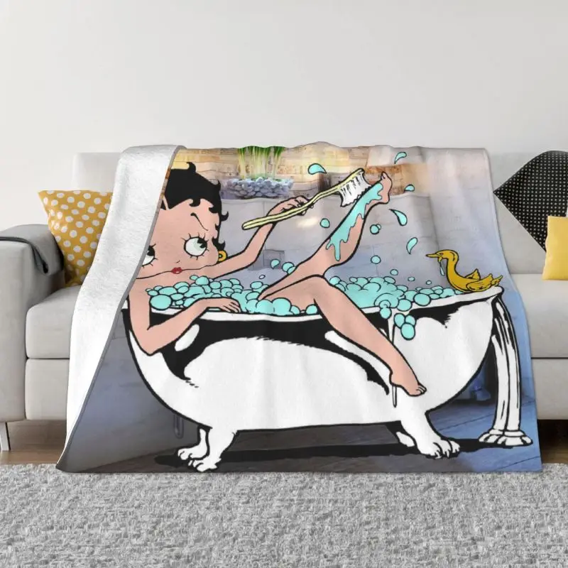 

Betty Boops Cartoon Blankets Warm Flannel Funny Animation Throw Blanket for Bed Couch Bedspread