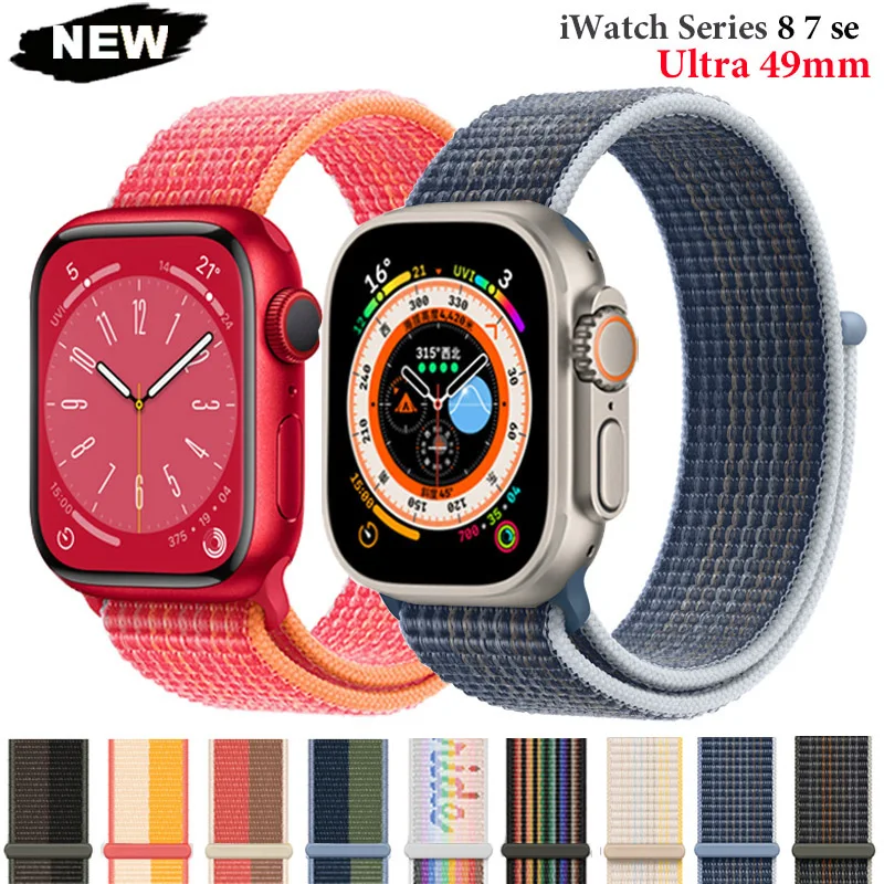 

Nylon Loop Band For Apple Watch Strap 49mm 44mm 45mm 40mm 42mm 41mm 38mm Bracelet belt Correa iWatch Series 3 4 5 6 Se 7 8 ultra