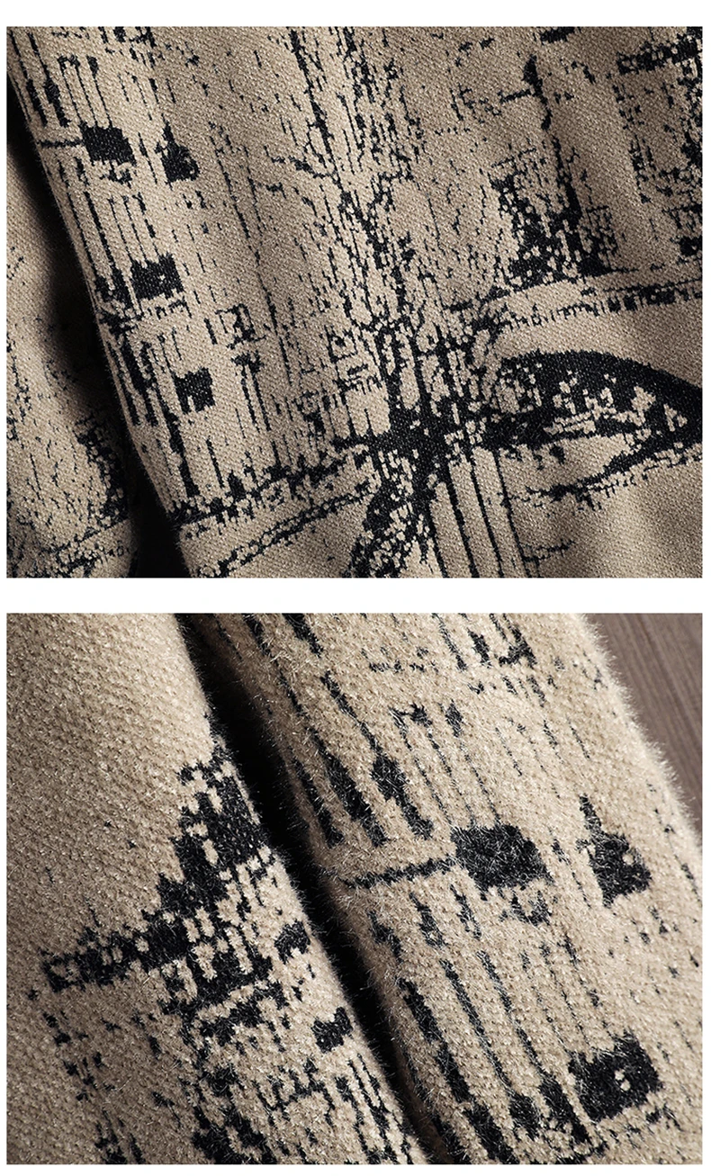 Autumn Winter Men's Pattern Pullovers Slim Sweaters Thick Warm Men's Sweater 2022 Male Casual Round Collar Knitwear Sweater