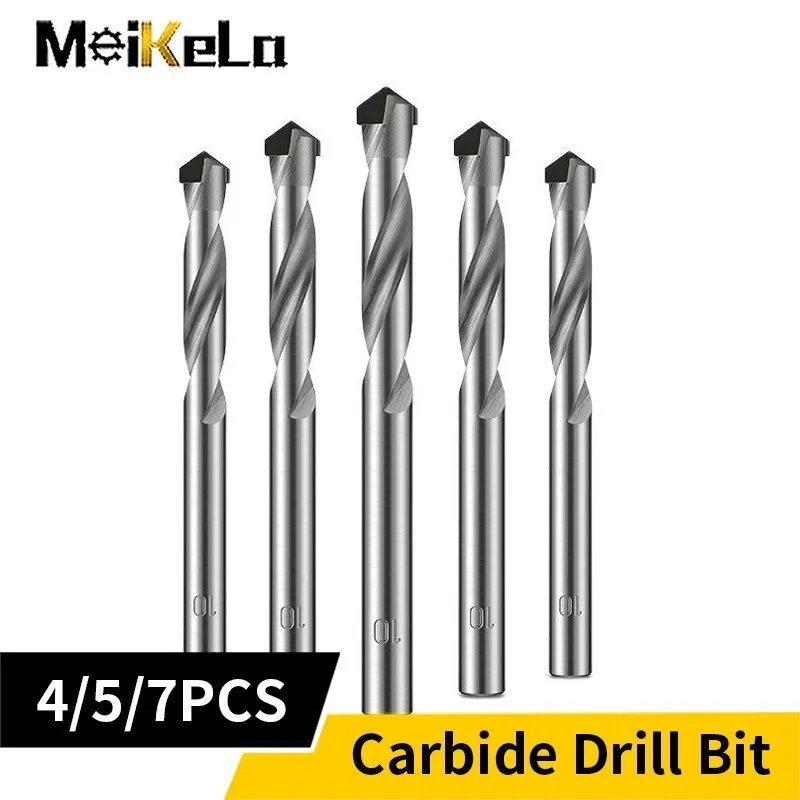 

Meikela Carbide Alloy Drill 7/5/4Pcs Tungsten Steel Twist Drill Bit Wood Metal Hole Cutter For CNC Lathe Machine Drilling Tools