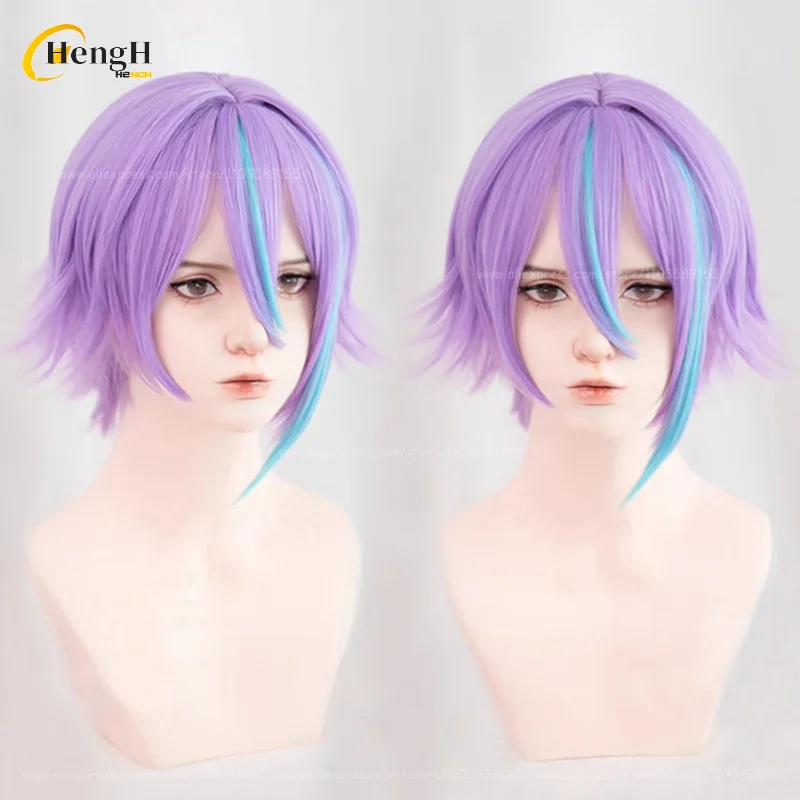 Kamishiro Rui синтетические волосы Аниме Короткие фиолетовые блестящие синие косплей