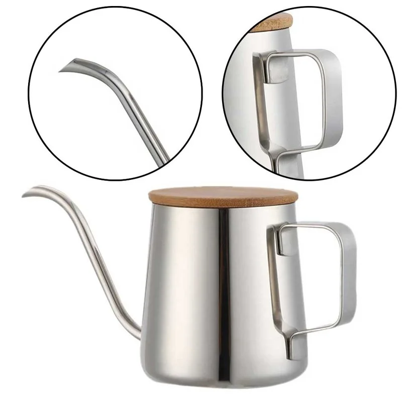 

350ML Stainless Steel Narrow Long Spout Coffee Pot Gooseneck Kettle Hand Drip Kettle Pour Over Tea Storage Bottle Coffeeware