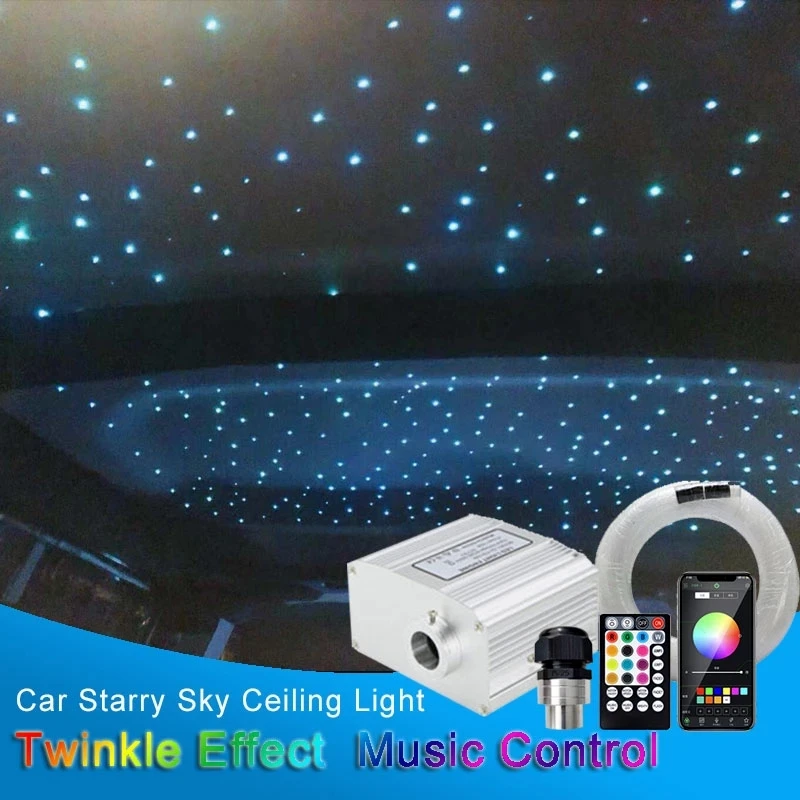 Starry Sky Ceiling for Car Interior Ambient Lights LED RGB Twinkle Fiber Optic Strip APP Bluetooth Music Control Roof Star Lamp