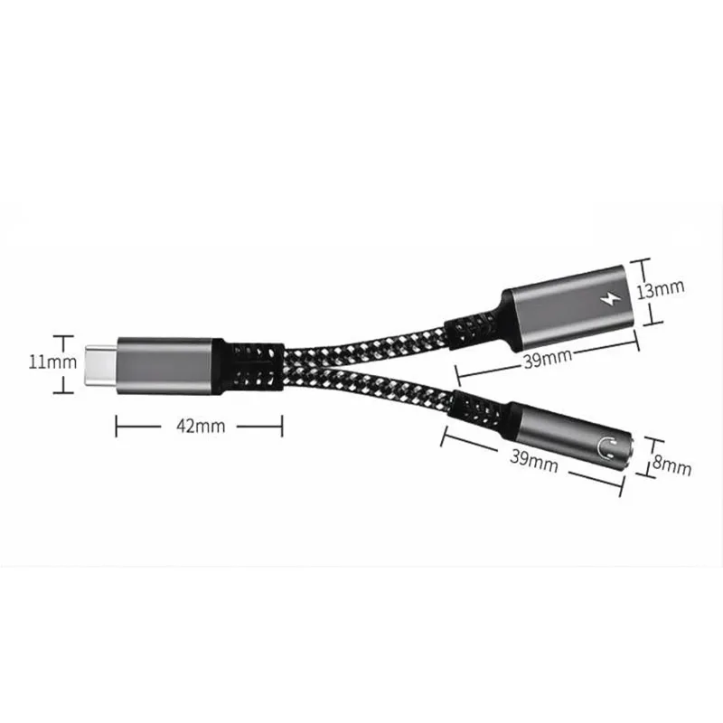 2в1 USB C к разъему для наушников 3,5 мм, адаптер типа C PD 60 Вт, зарядный аудио Aux адаптер для Ipad Pro Samsung S20 Ultra Xiaomi Huawei (art.: 3920cd9212dad) - 3920cd9212dad