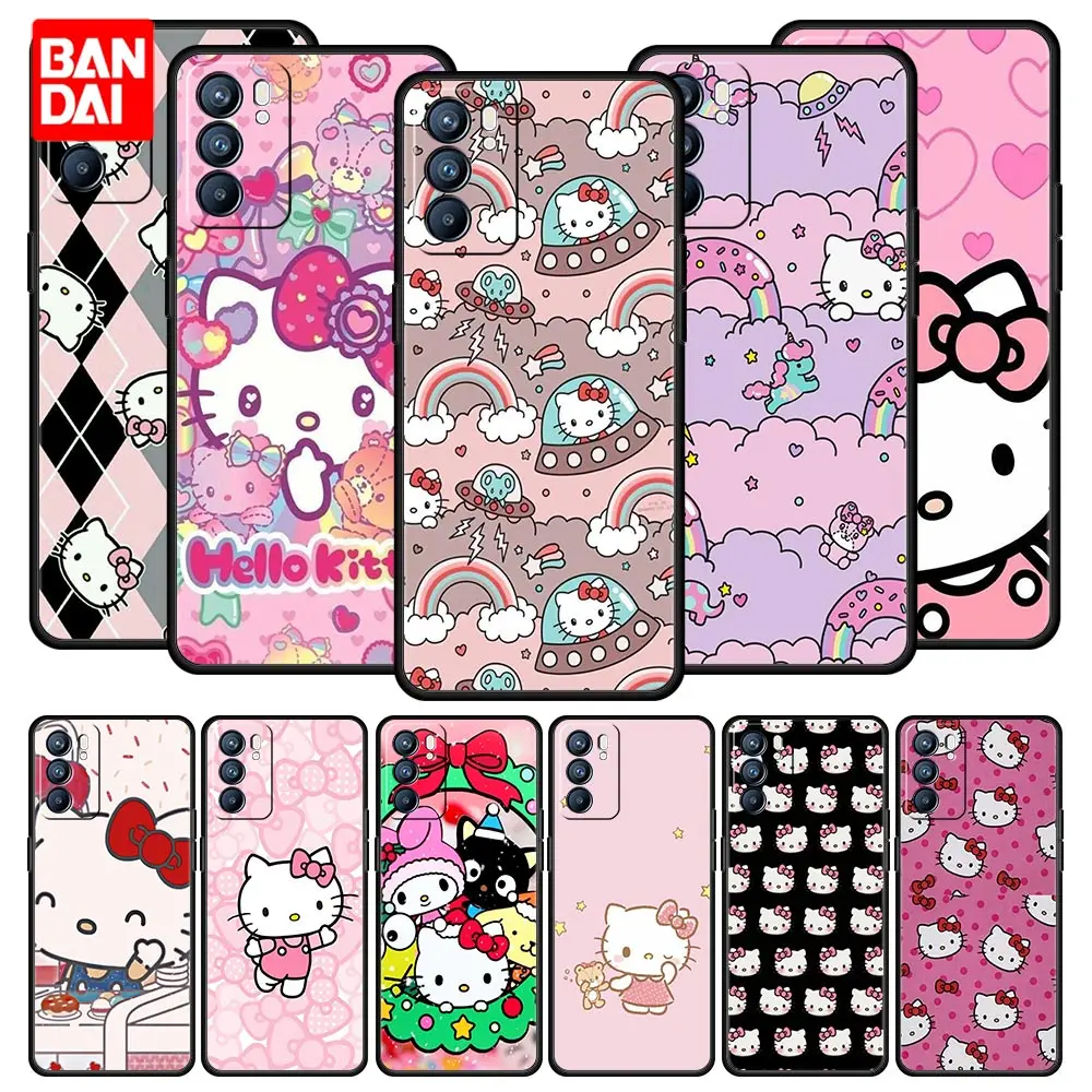 

Cover Case for Oppo A3s A5s A9 A15 A31 A52 A53 A54 A74 A93 A94 F19 Pro 4G Full Japan Style Coque Cell Cute Hello Kitty Anime