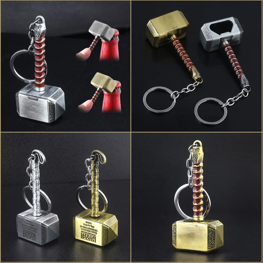 

Movie Fans Thor Hammer Metal Keychain Men Women Car Keyring Bag Accessories Beer Bottle Openers Keychains Charms