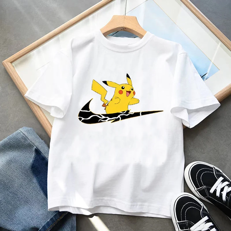 

Pikachu Gengar Charizard Cartoon Clothes Pokemon Summer Children T-shirt Casual Short Sleeve Anime Periphery Boys Birls Tops Tee