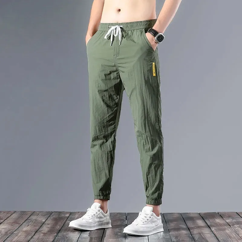 

Men's Summer Ice Silk Breathable Pants Loose Casual Pants Work Ultra-Thin Wear-Resistant Stain-Resistant Work Clothes