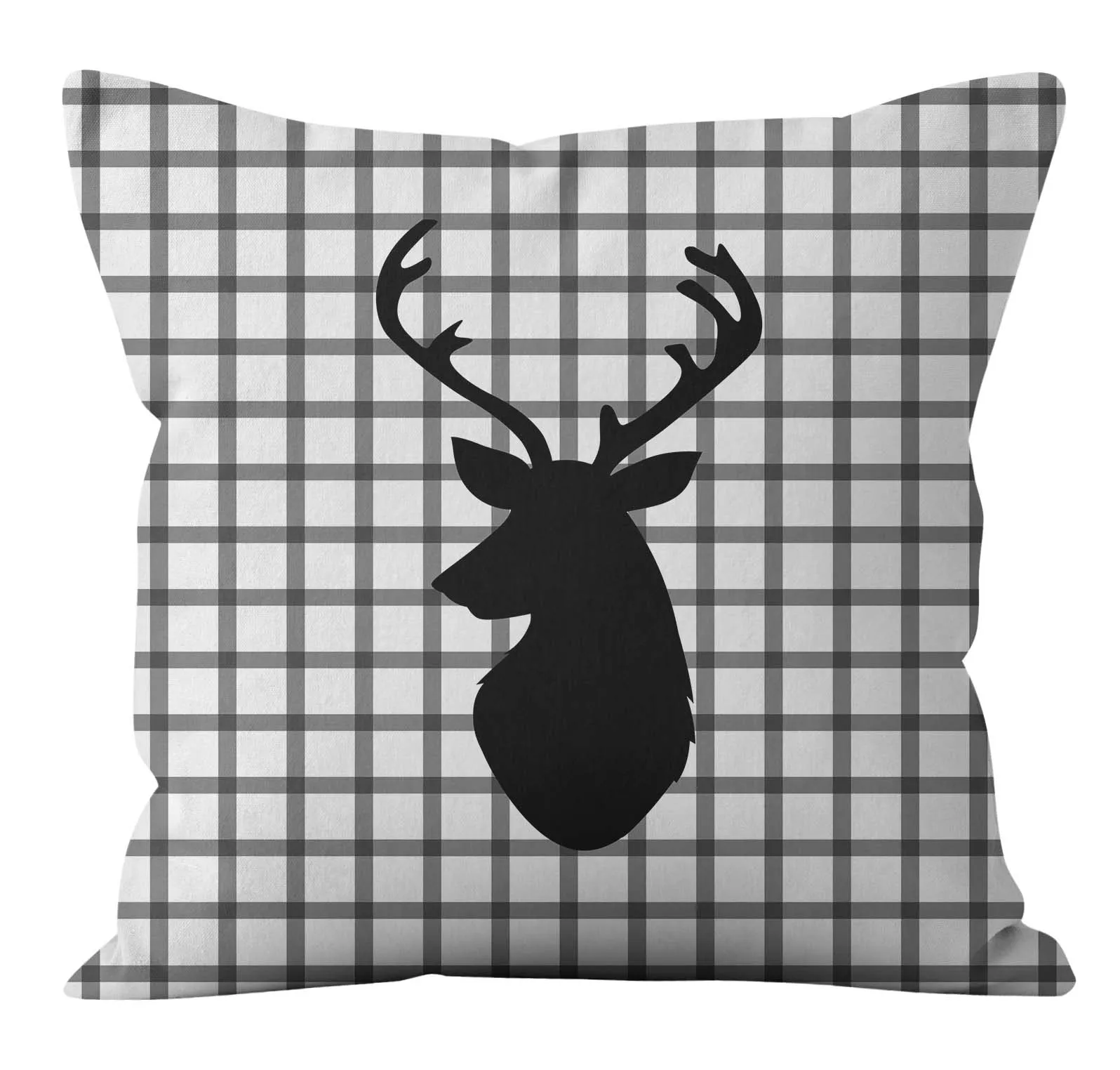 

Merry Christmas Decor Throw Pillow Case Black White Grid Check Tartan Cushion Covers for Home Sofa Chair Decorative Pillowcases