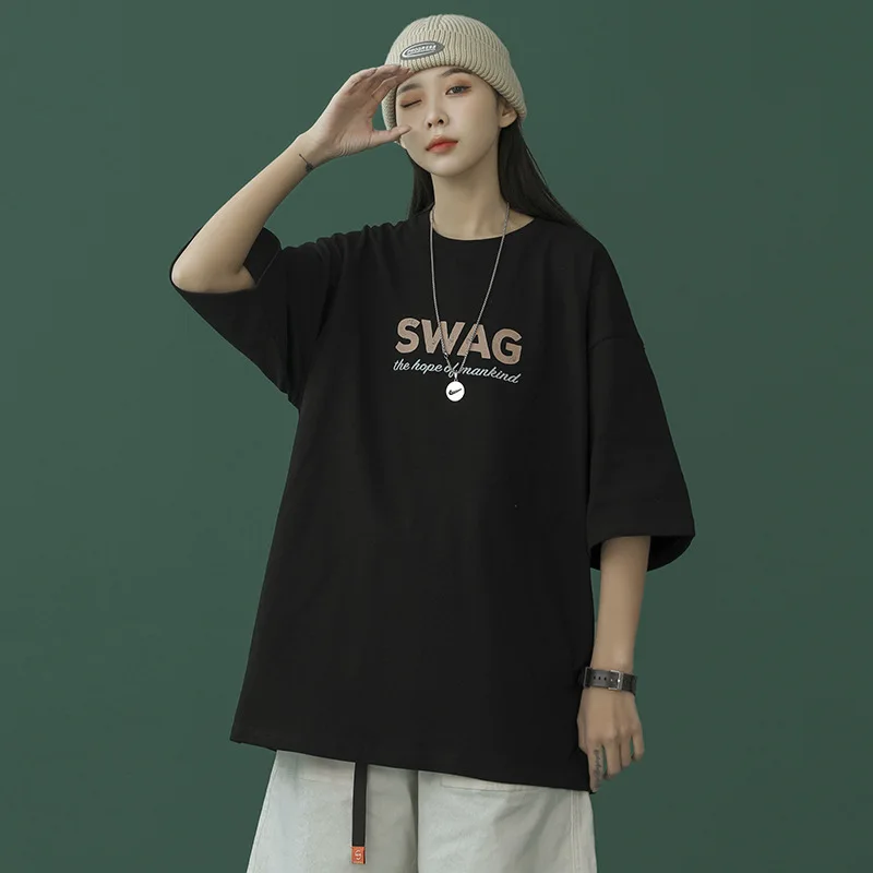

T-shirt women's short-sleeved summer loose Hong Kong style half-sleeved top simple letter ins trendy new style