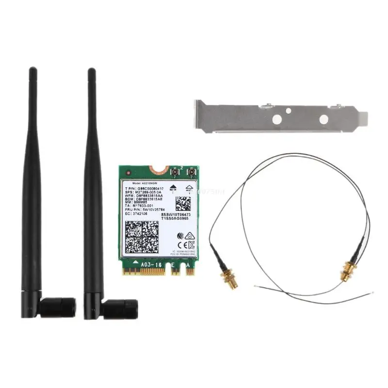 

Двухдиапазонная 2400 Мбит/с Wifi 6E AX210 M.2 Wifi беспроводная карта Bluetooth-совместимая 5,2 802.11ac/ax AX210NGW с 6dbi Прямая поставка