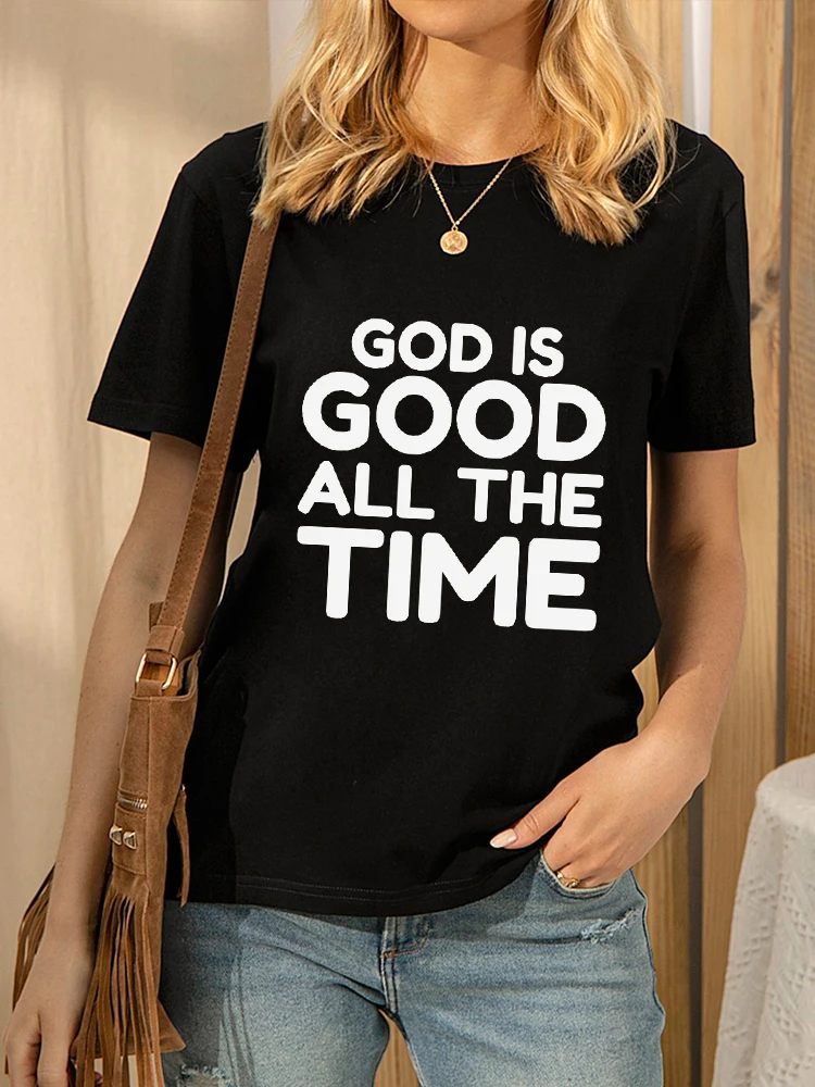 

Женская футболка с круглым вырезом, коротким рукавом и надписью