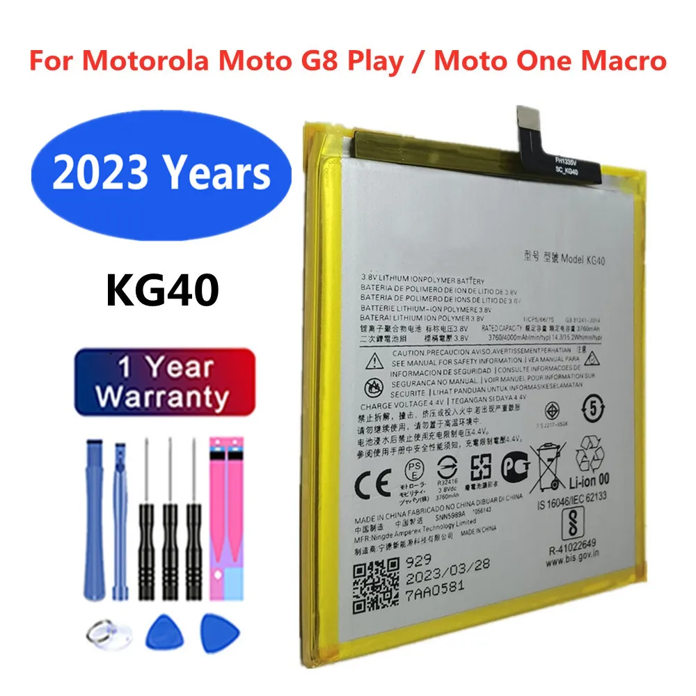 

2023 For Motorola Moto G8 Play Moto One Macro One Macro Dual SIM XT2015-2 XT2016-1 / 2 KG40 4000mAh Mobile Phone Bateria Battery