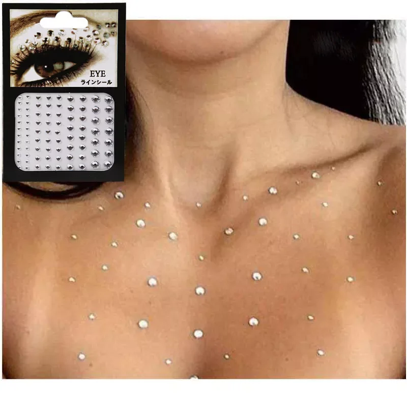 

6 Colors Tattoo Sticker Glitter Diamond Makeup Eyeliner Eyeshadow Face Rhinestone Sticker Jewelry Eyes Makeup Crystal Stickers