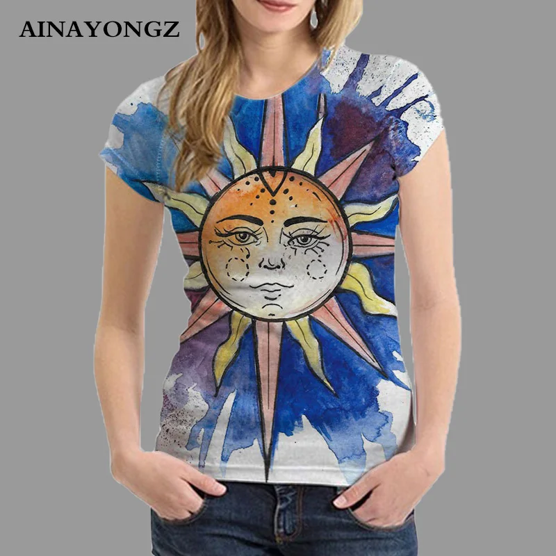 Sun God Cartoon Printed Graphic T Shirts Trendy Male/Female Essentials Tshirt With Short Sleeves Summer Clothes Men Blouse Tops