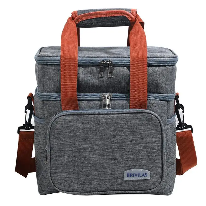 

Lunch Bag For Men Bento Bag Portable Lunch Box Insulation Bag Multiple Pockets Double Layer Waterproof Coating For Picnic School