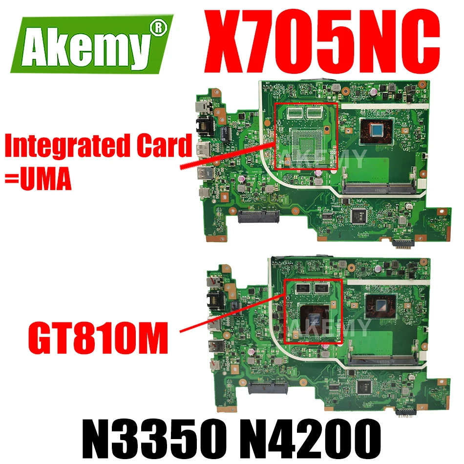 

Материнская плата для ноутбука X705NC GT810M GPU N3350 N4200 CPU для ASUS Vivobook X705NC X705N