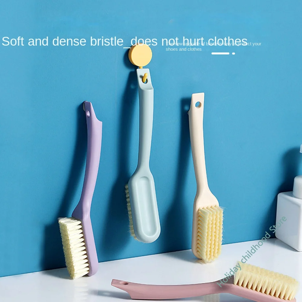 

Household Long Handle Shoe Brush Hanging Plastic Shoe Washing Brush Multifunctional Plain Color Cleaning Brush Soft Bristles