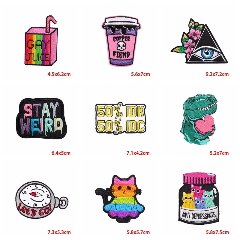 5PCS/lots Cartoon Embroidery Patch Anilam Dinosaur Lion Iron On Patches For Clothing DIY Embroidered Clothes Jackets