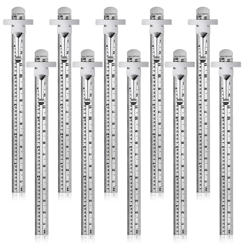 

6Inch 15Cm Pocket Ruler Stainless Steel Ruler Detachable Clip Steel Pocket Clip Scale Gauge Ruler Metric British System