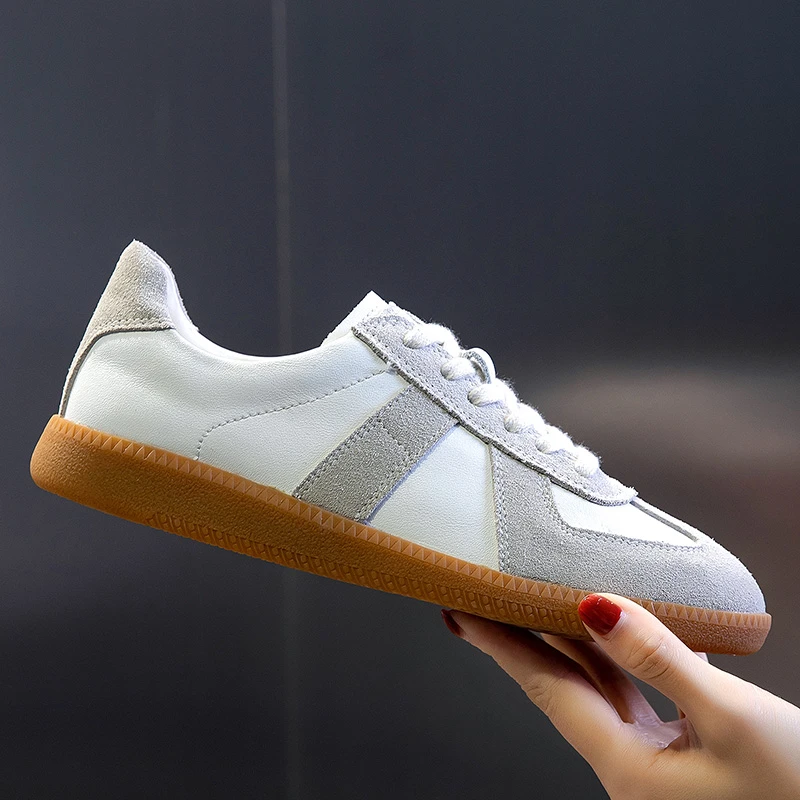 Women Genuine Leather Casual Shoes Woman Suede Leather Flats Platforms Sport Shoes Lace Up Sneakers Shoes