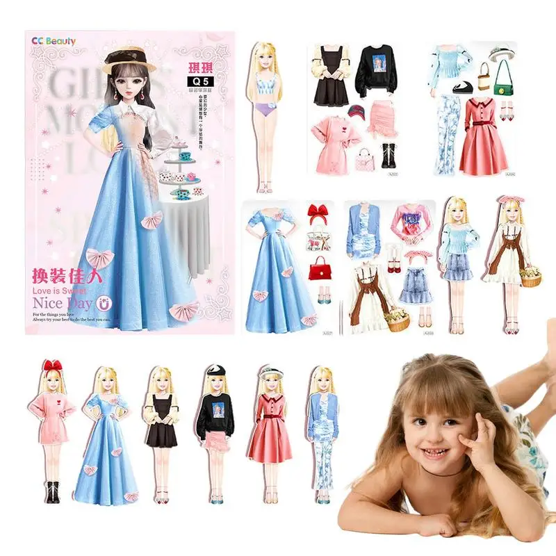 

Магнитное платье, ролевая игра, дорожный игровой набор, игрушка, портативная принцесса, наряд, бумажная кукла, легко держать в руке, подарок для девочек