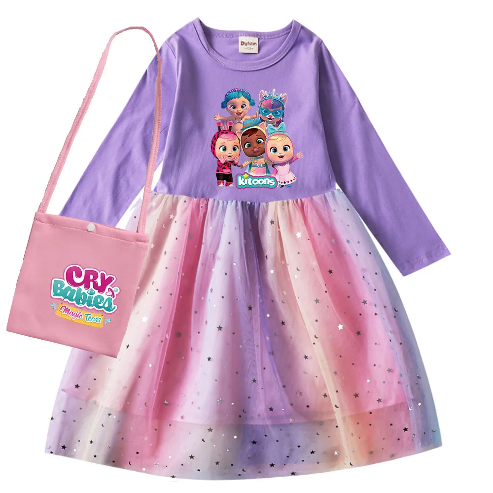 

Cry Babies Dresses Kids Clothes Toddle Girls Carnival Cosplay Costume Birthday Children Party Princess Dress+bag