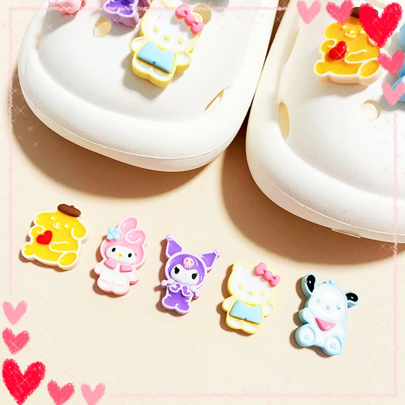 

5Pcs Sanrioed Croc Charms Kawaii Sandals Decoration Cute Cartoon Button Anime My Melody Hello Kitty Pochacco Kids Girls DIY Gift