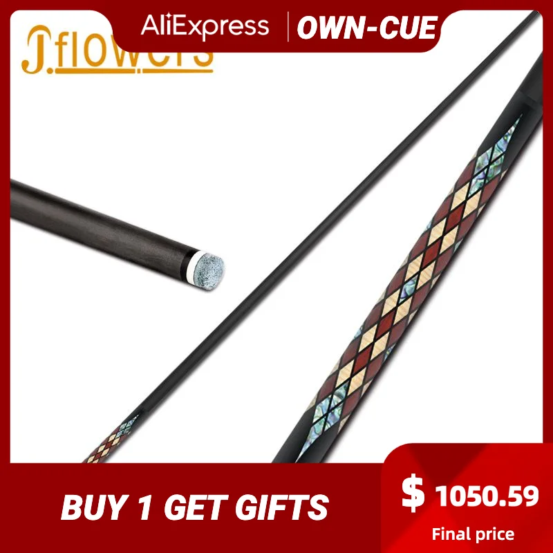 

Оригинальный бильярдный кий jflower JSK-501F Snooker Cue 10-10,2 мм, профессиональный бильярдный кий из черного углеродного волокна 2019