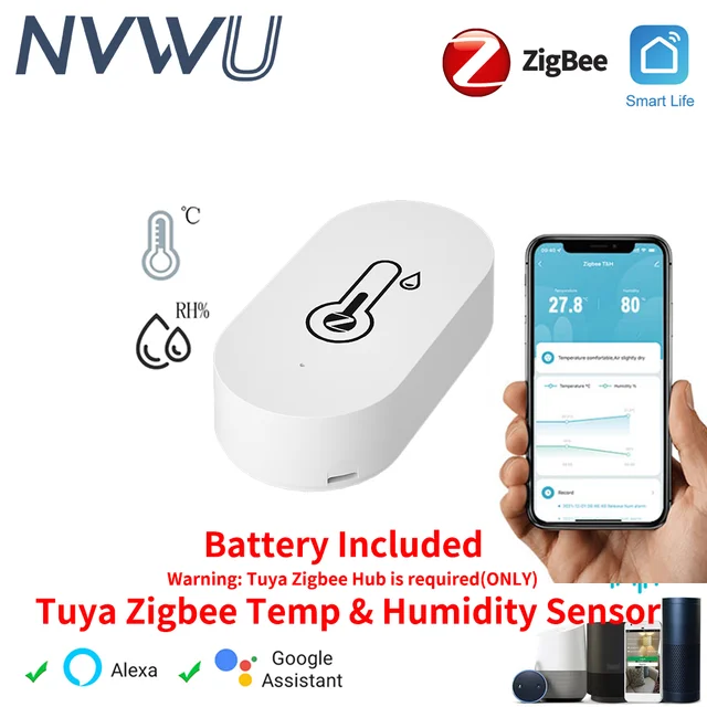 Tuya Zigbee Smart Temperature Humidity Sensor Indoor Hygrometer Controller Monitoring Work with Smart Speaker Alexa Google Home 1