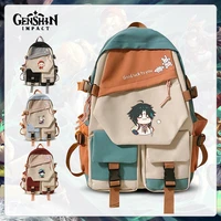 genshin impact klee backpack custom canvas shoulder bag school bag teenager boys girls school laptop travel rucksack fashion
