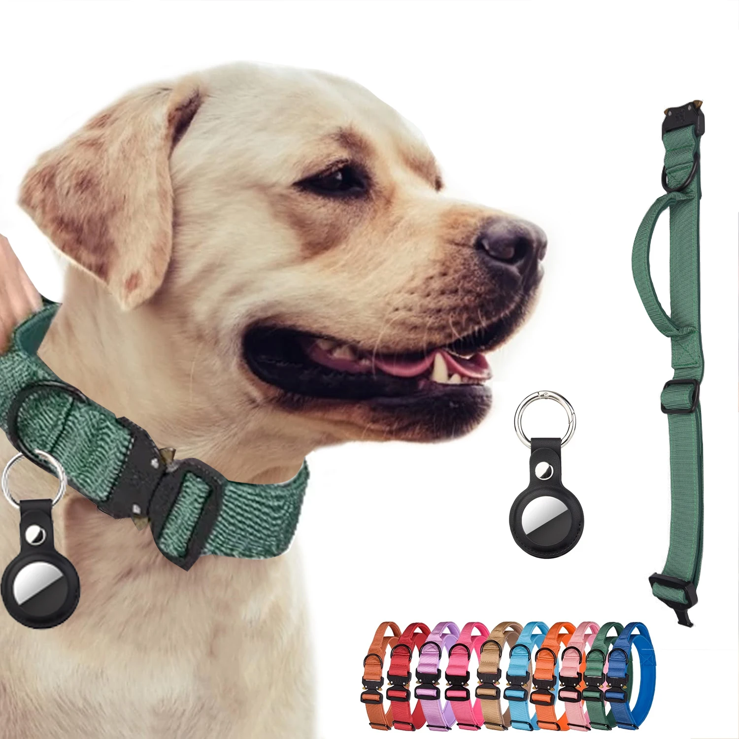 

Тактический ошейник для собак среднего и большого размера с кожаной идентификацией, ошейники для собак для прогулок, тренировок в Военном Стиле, аксессуары для собак