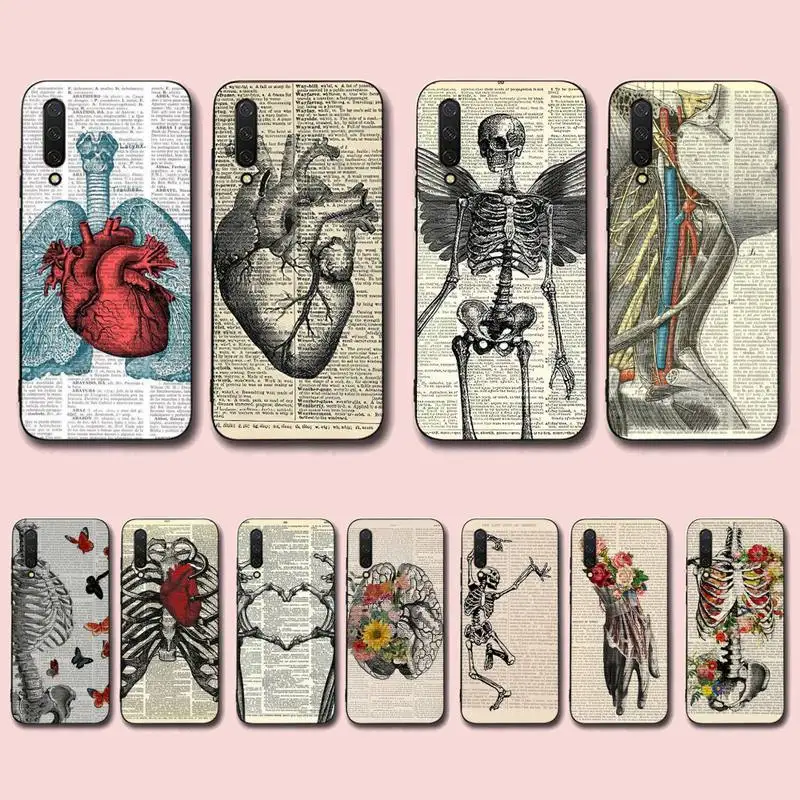 

FHNBLJ Human anatomy organ newspaper Phone Case for Xiaomi mi 5 6 8 9 10 lite pro SE Mix 2s 3 F1 Max2 3