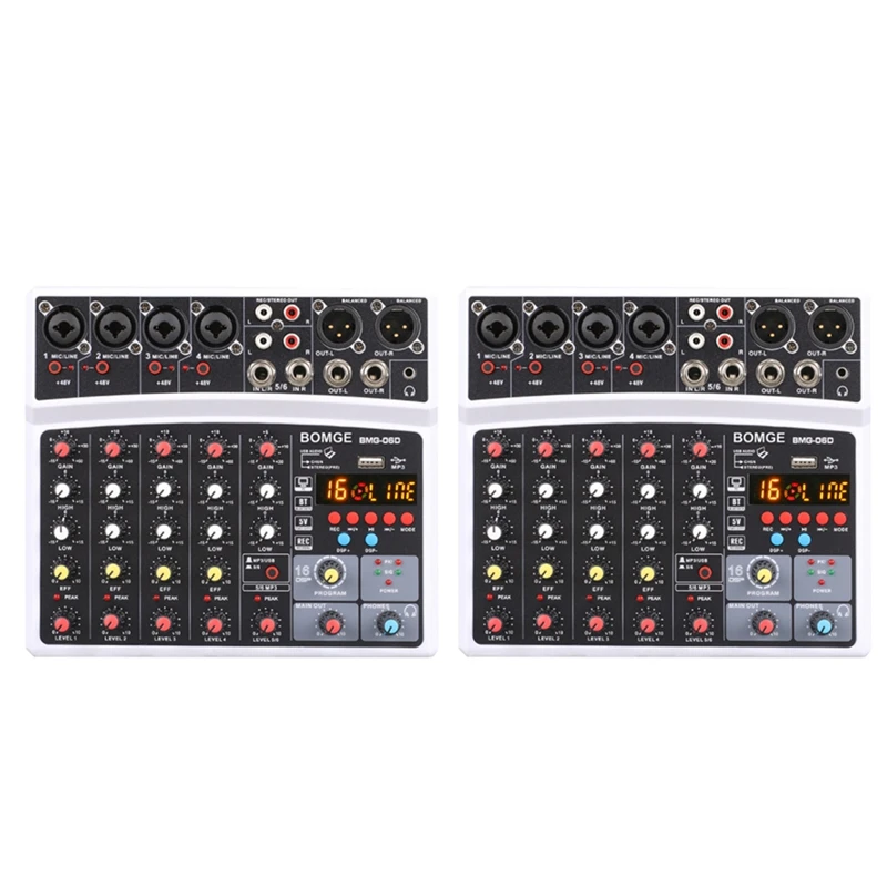 

6 Channel USB Bluetooth 48V Power Stereo Sound Card Audio Mixer Sound Board Console Desk System Interface