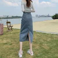 y2k denim midi skirt women aesthetic elegant womens skirts split a line black blue outdoor sex high waist skirt korean style