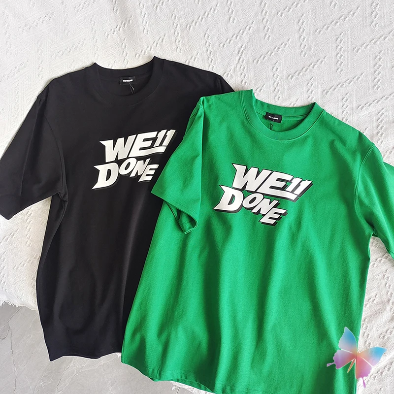 

WE11DONE Letter Short-sleeved Men's Couple Loose T-shirt Women's High Street Round Neck Oversized Welldone Tshirts