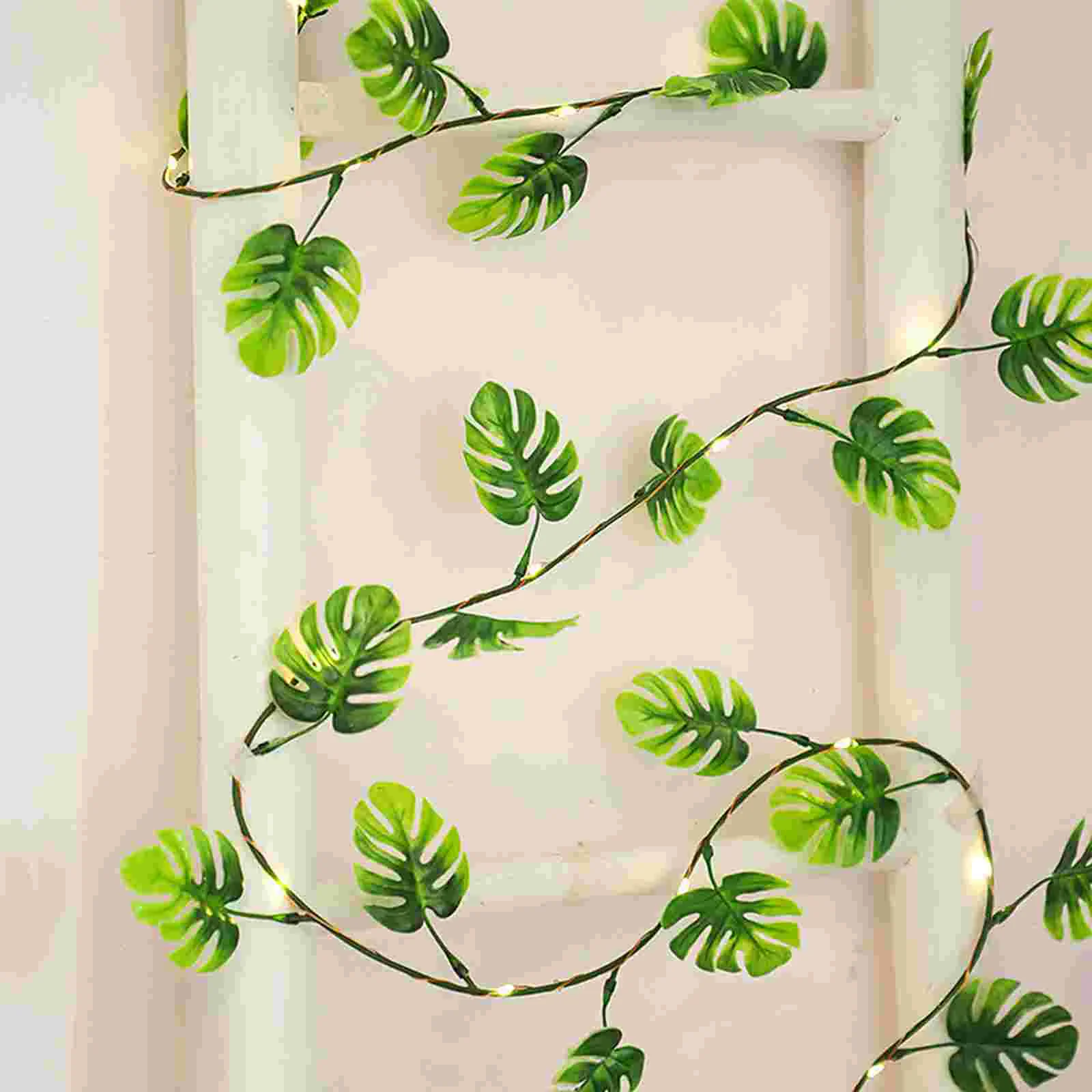 

Monstera Leaf Vine Fairy Lights Powered Hanging Bedroom Themed Party Decorations