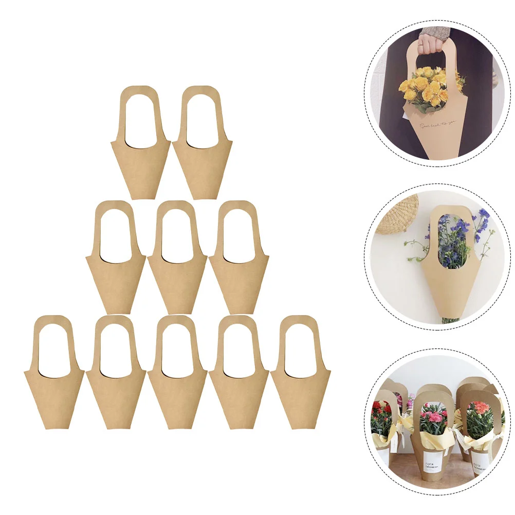 

Floral Gift Bags Kraft Paper Flower Bag Packaging Bags Handle Bouquet Wrapping Handheld Bouquets