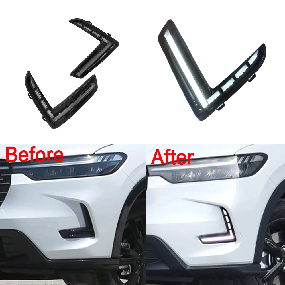 Для Honda HRV HR-V 2023 дневные ходовые огни с рулевым управлением Streamer трехцветные