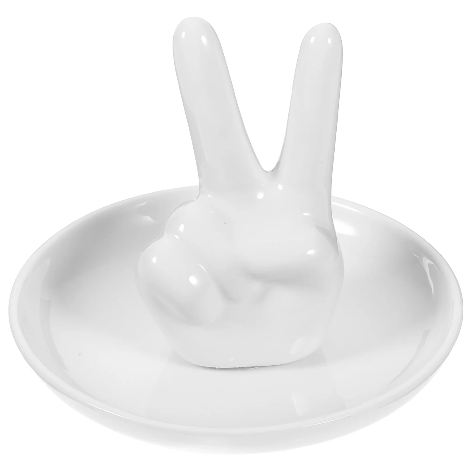 

Ceramic Jewelry Display Dish Desktop Jewelry Showcase Tray With Gesture Statue Trinket Display Dish